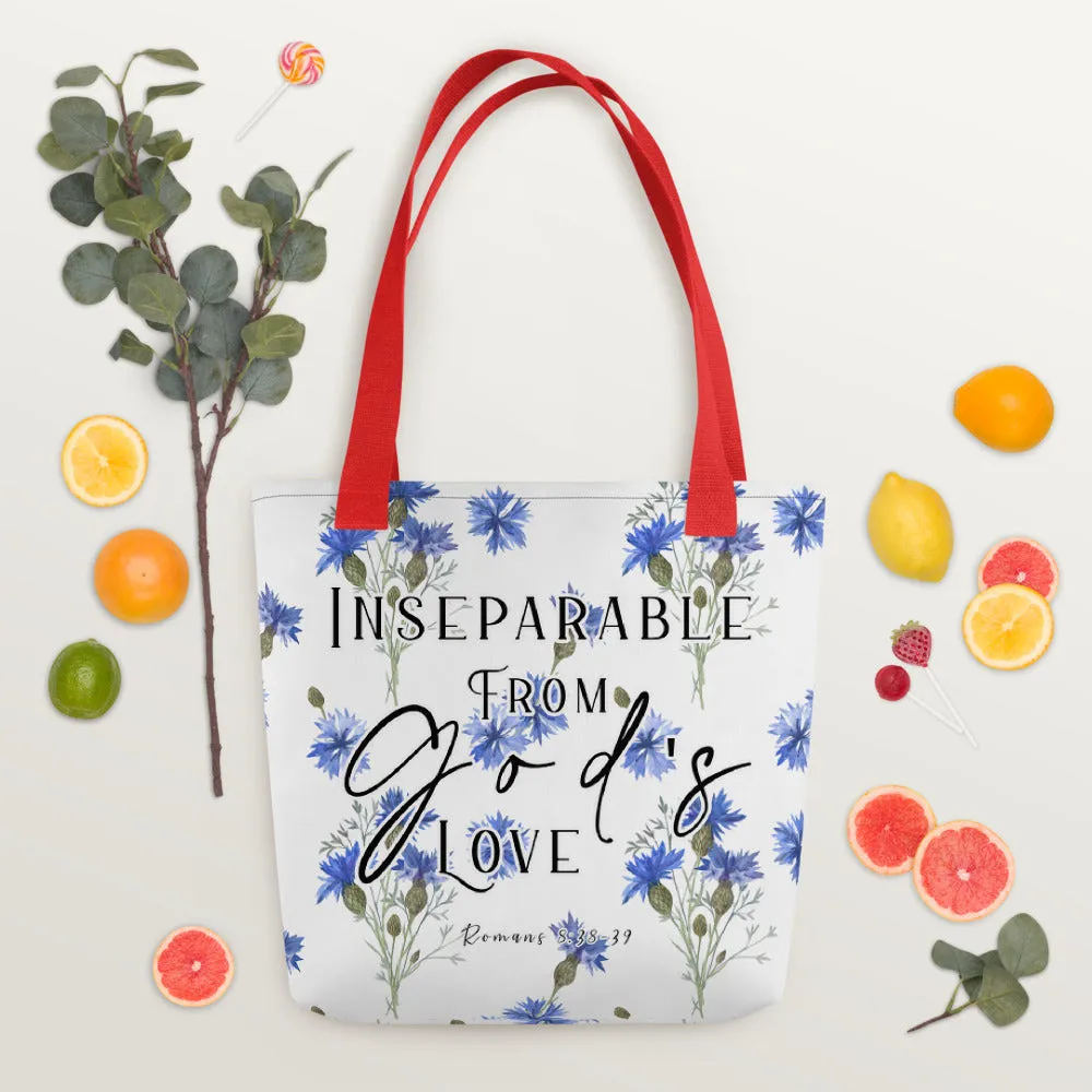 Limited Edition Premium Tote Bag - Inseparable From God's Love (Design: Blue Floral)