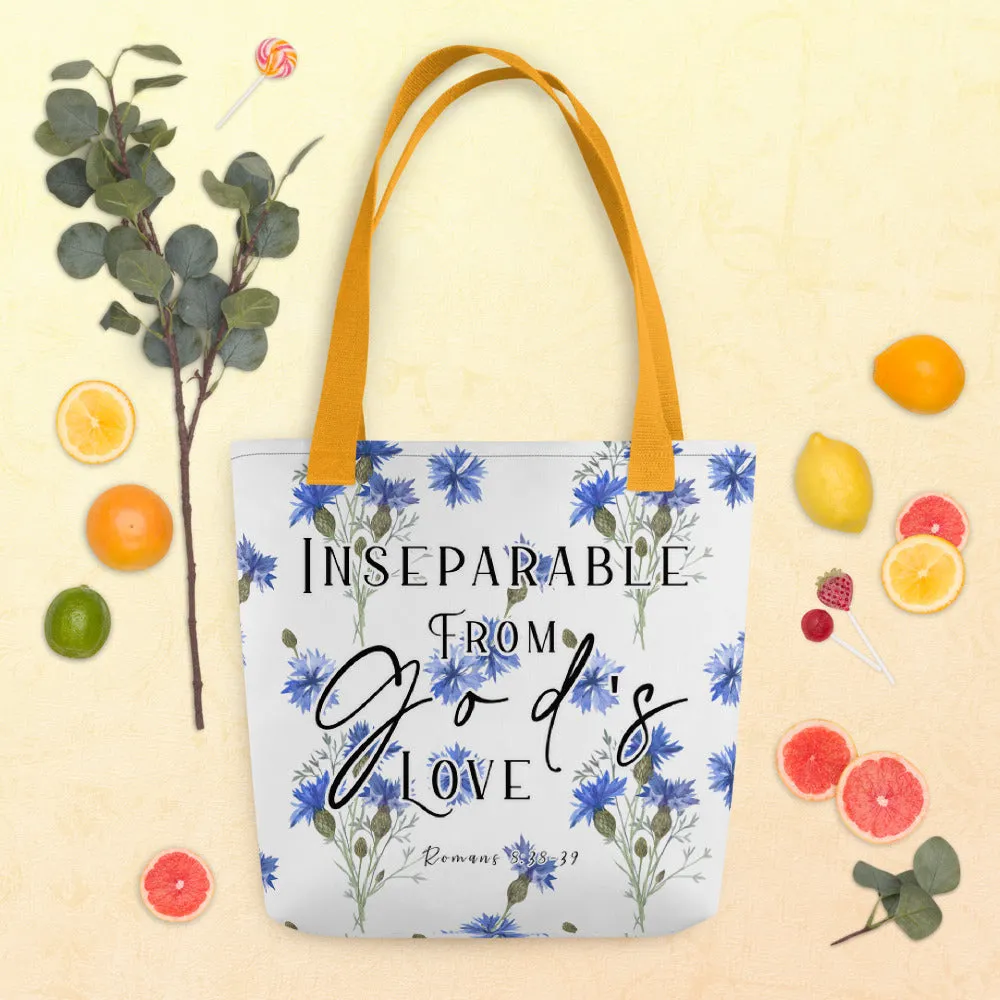 Limited Edition Premium Tote Bag - Inseparable From God's Love (Design: Blue Floral)