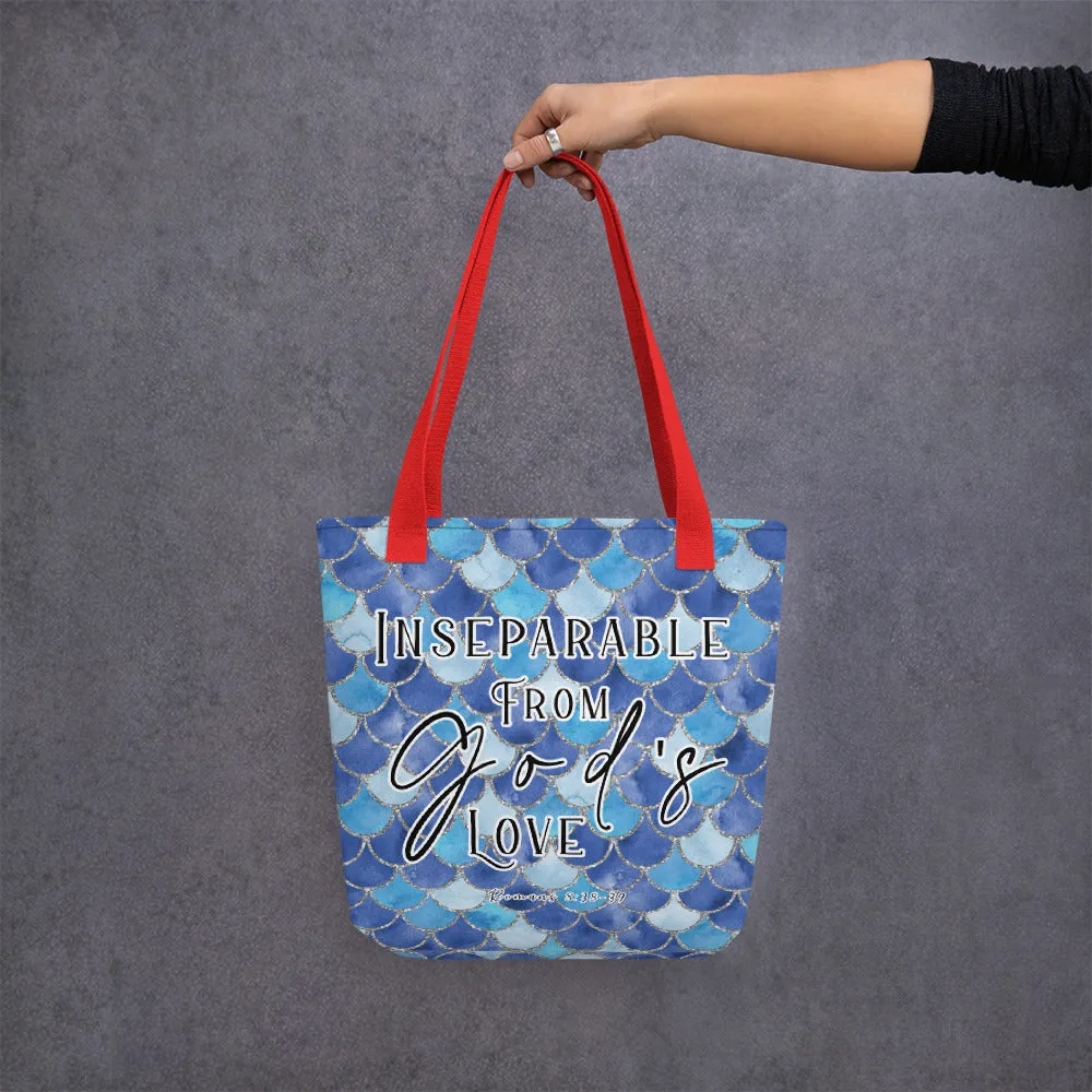 Limited Edition Premium Tote Bag - Inseparable From God's Love (Design: Mermaid Scales Blue)