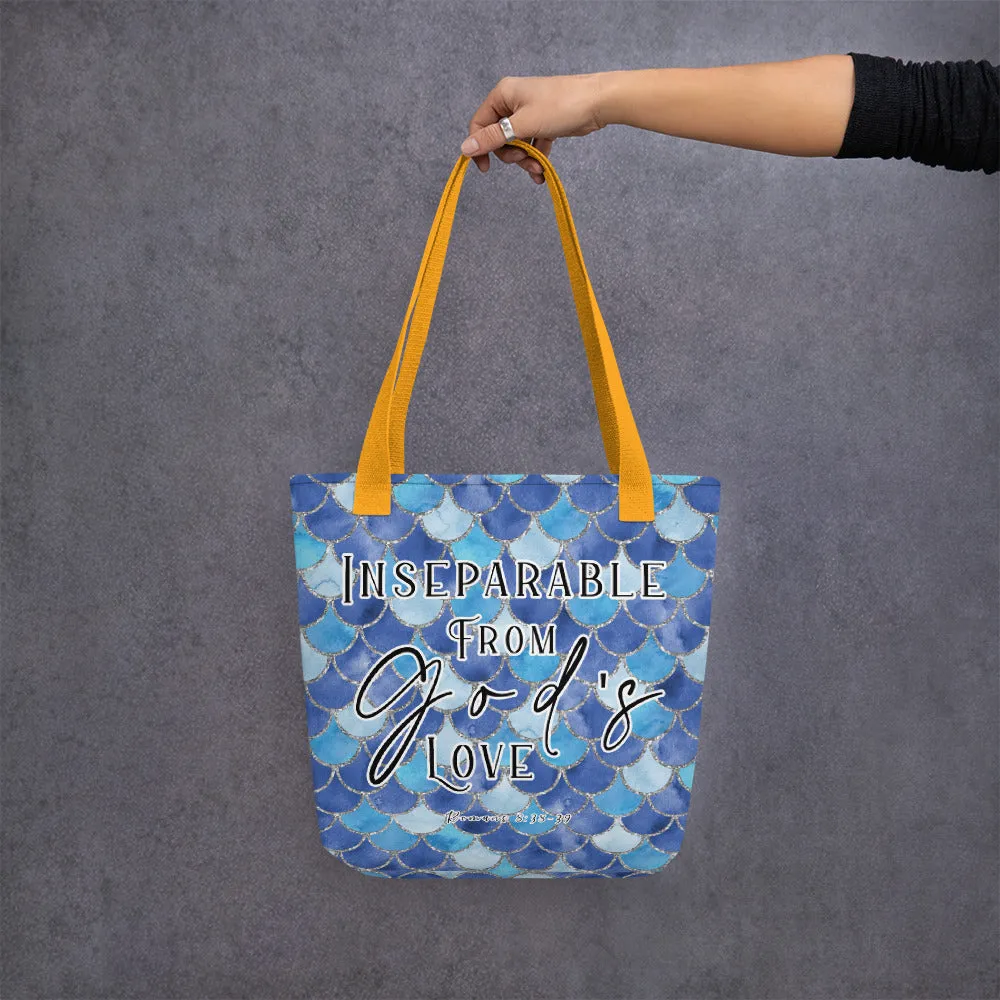 Limited Edition Premium Tote Bag - Inseparable From God's Love (Design: Mermaid Scales Blue)