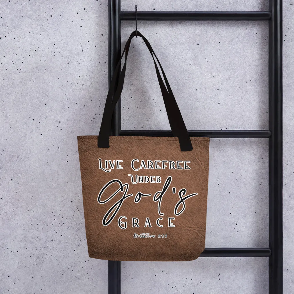 Limited Edition Premium Tote Bag - Live Carefree Under God's Grace (Design: Golden Spring)