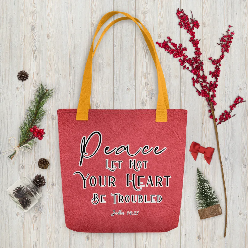 Limited Edition Premium Tote Bag - Peace Let Not Your Heart Be Troubled (Design: Textured Red)