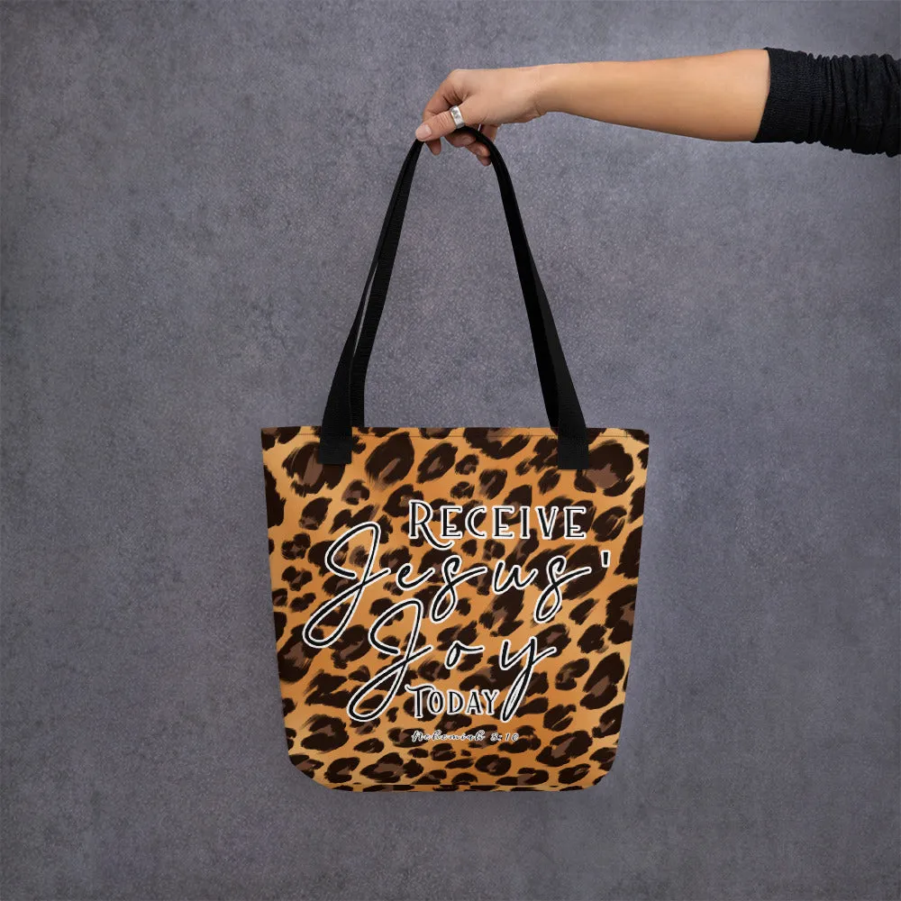 Limited Edition Premium Tote Bag - Receive Jesus' Joy Today (Design: Leopard)