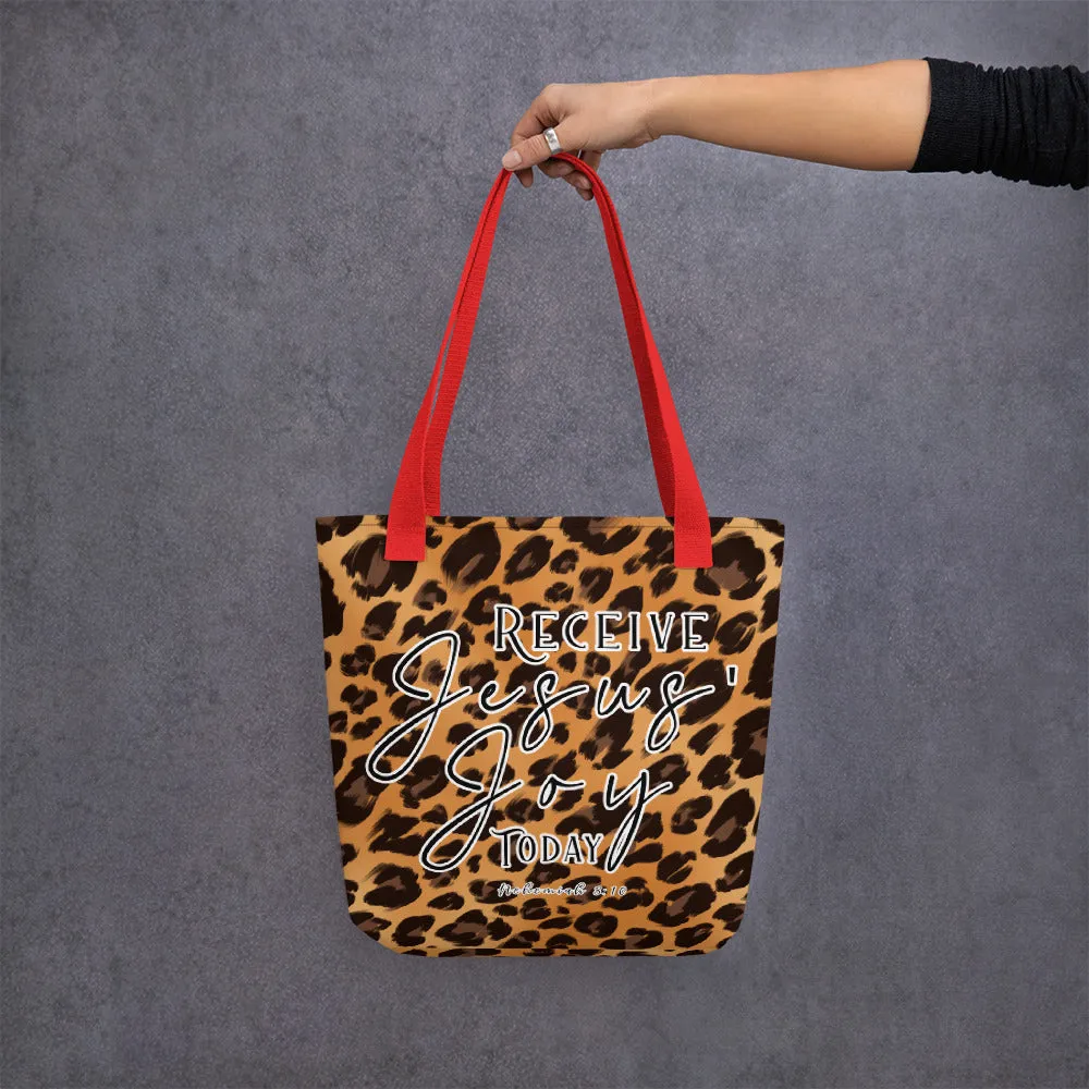 Limited Edition Premium Tote Bag - Receive Jesus' Joy Today (Design: Leopard)