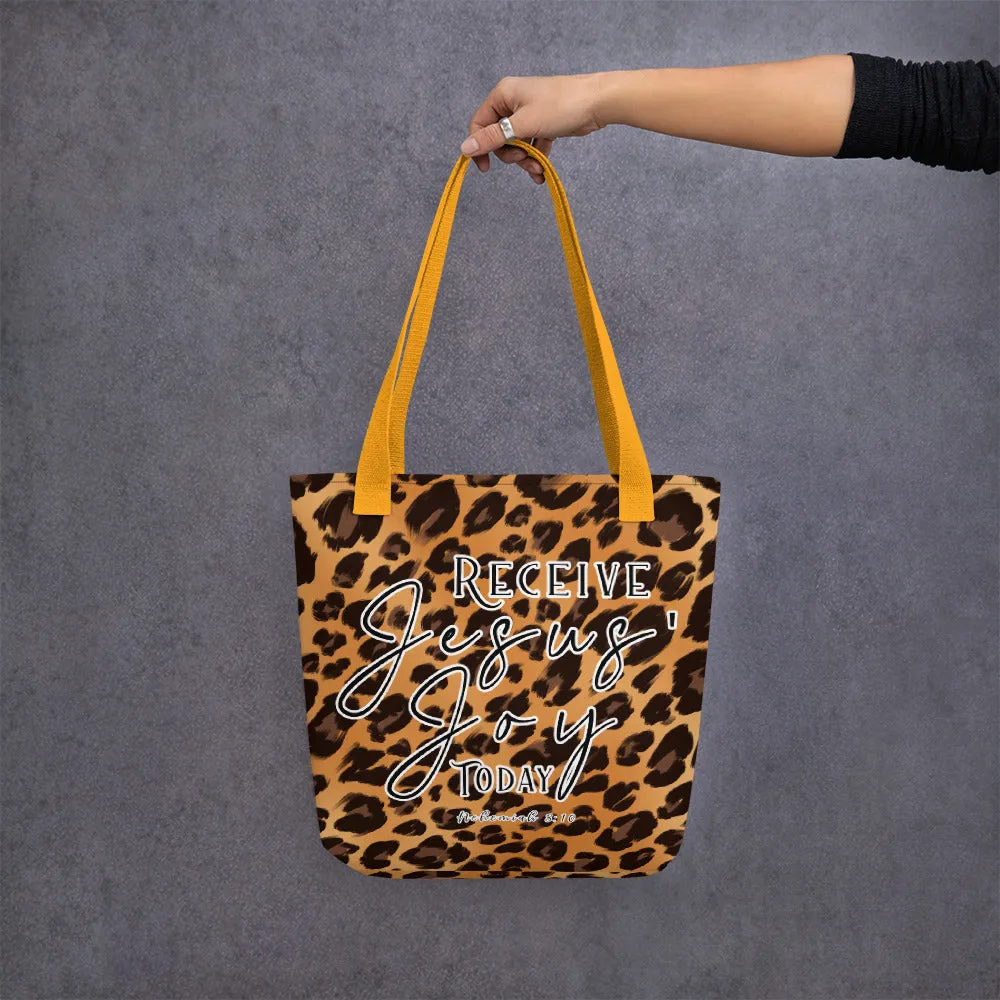 Limited Edition Premium Tote Bag - Receive Jesus' Joy Today (Design: Leopard)