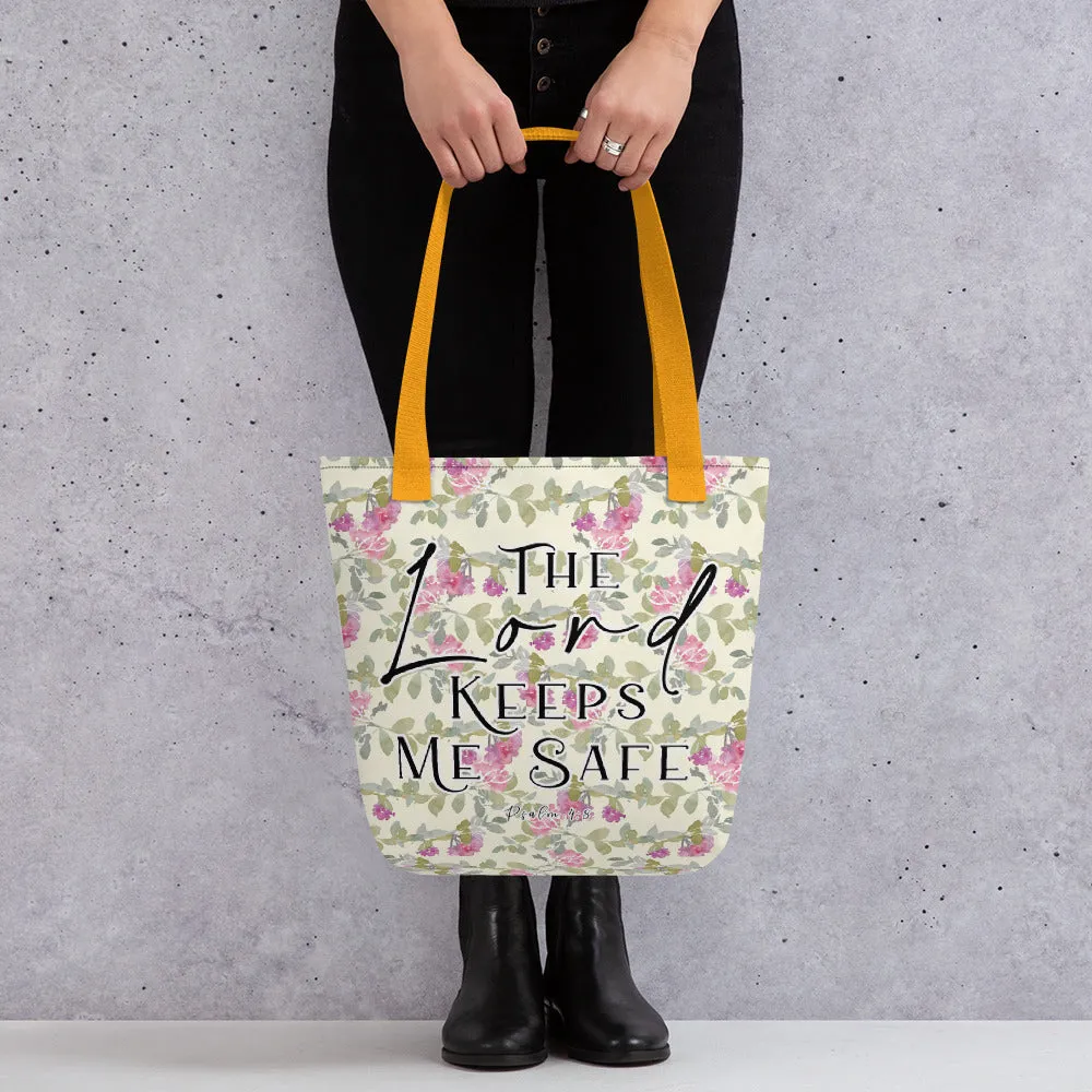 Limited Edition Premium Tote Bag - The Lord Keeps Me Safe (Design: Red Floral)