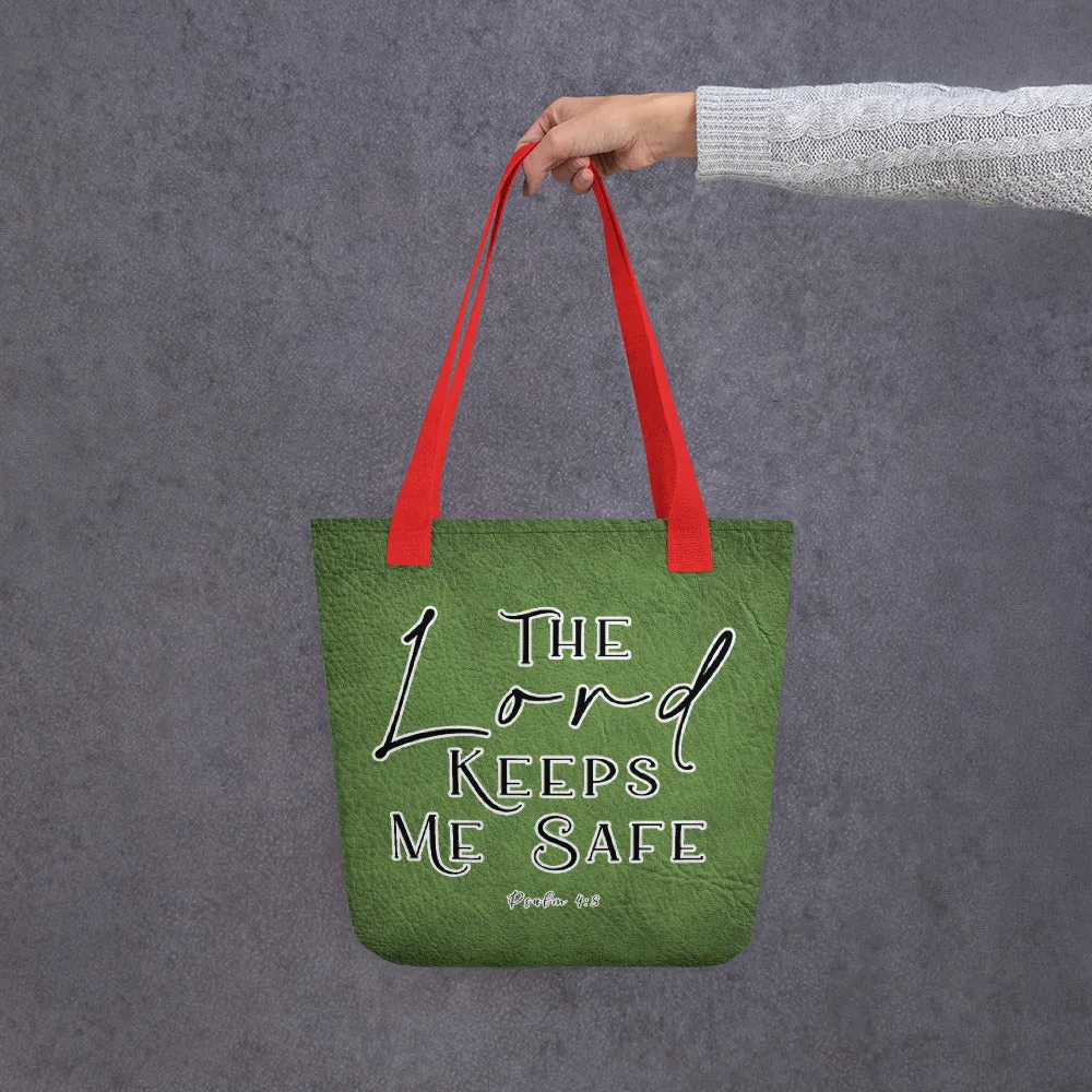 Limited Edition Premium Tote Bag - The Lord Keeps Me Safe (Design: Textured Green)