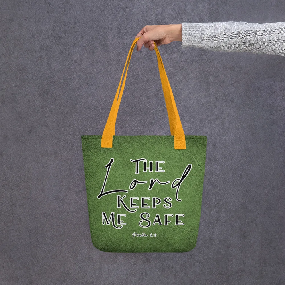 Limited Edition Premium Tote Bag - The Lord Keeps Me Safe (Design: Textured Green)