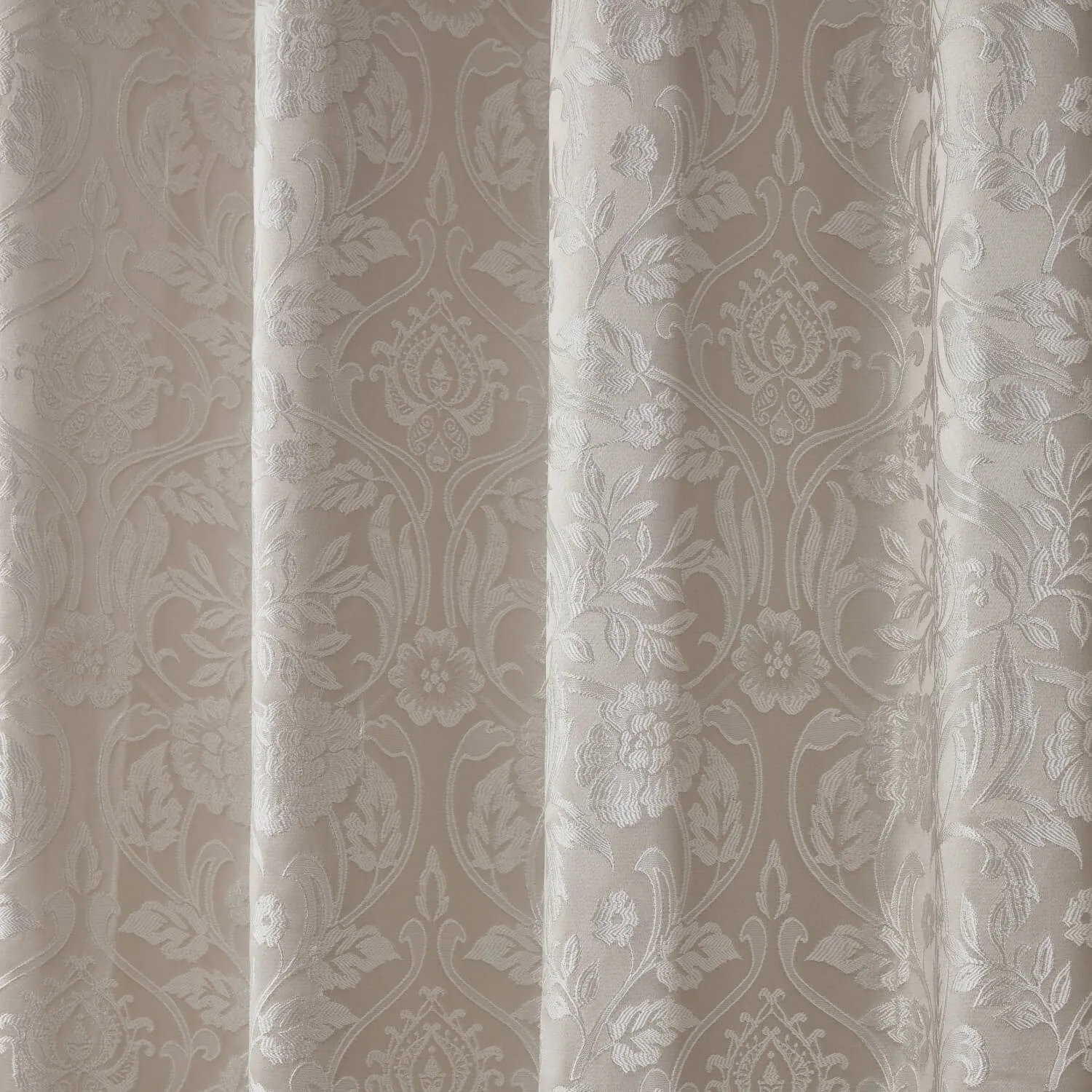 Lined Eyelet Jacquard Curtains - Cream