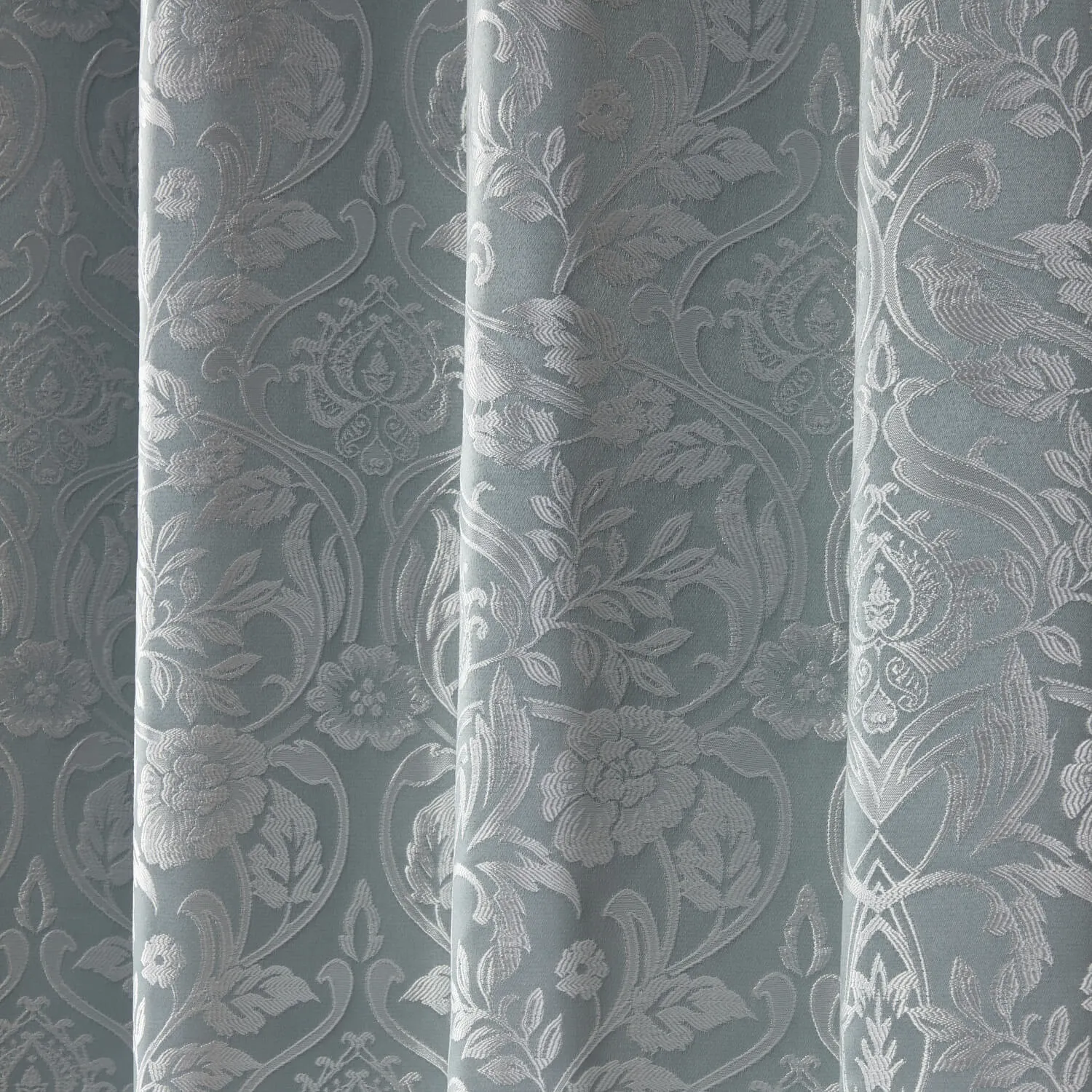 Lined Eyelet Jacquard Curtains - Duck Egg