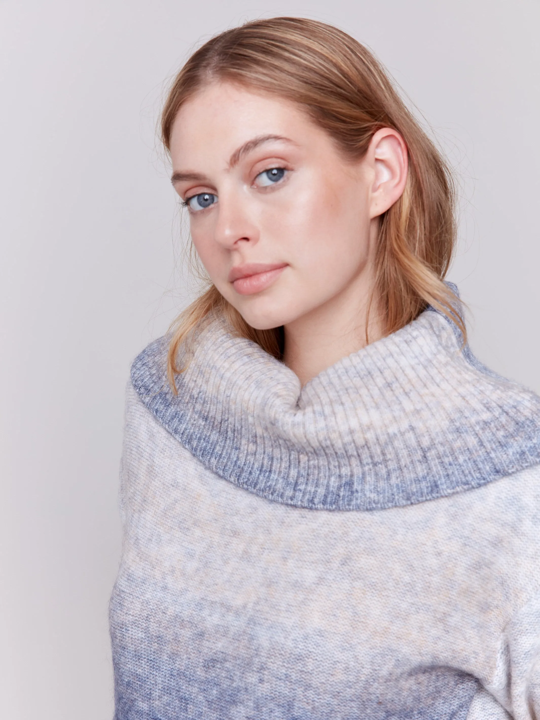 Long Cowl Neck Sweater - Frost