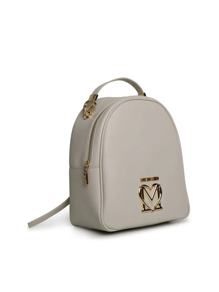 Love Moschino Logo Plaque Zipped Backpack