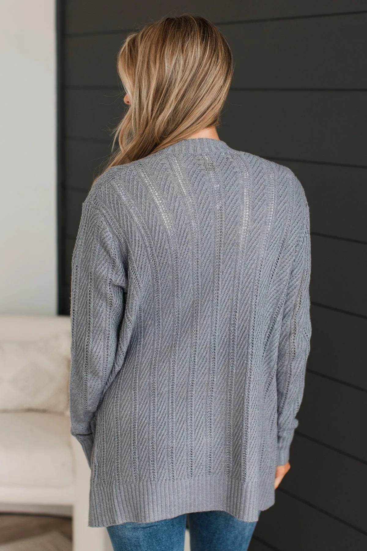 Love On Replay Knit Cardigan- Grey