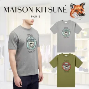 MAISON KITSUNE  |Crew Neck Pullovers Unisex Plain Other Animal Patterns