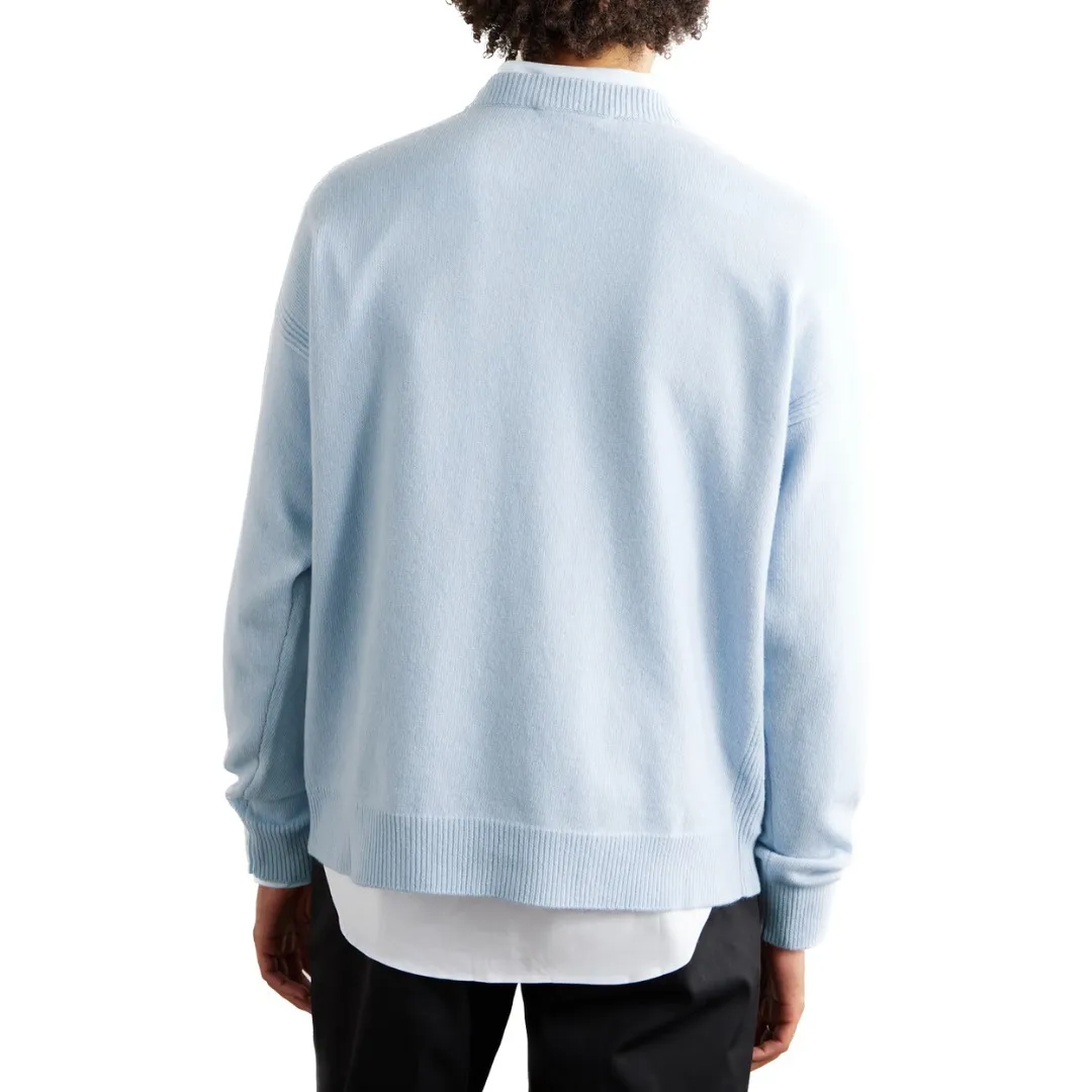 MAISON KITSUNE  |Crew Neck Pullovers Unisex Wool Bi-color Long Sleeves Plain