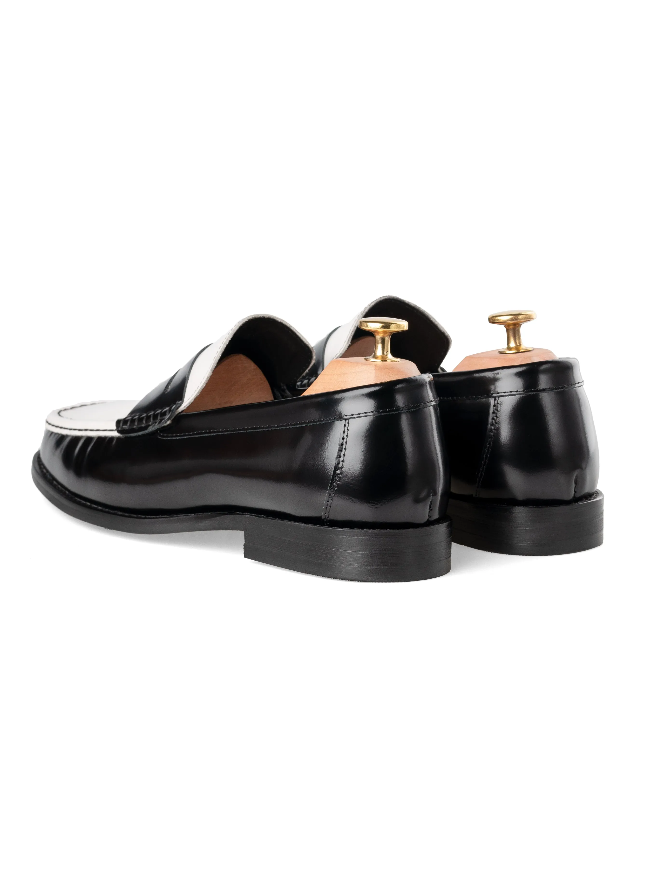 Marco Penny Loafer - Black Color Block Polished Leather