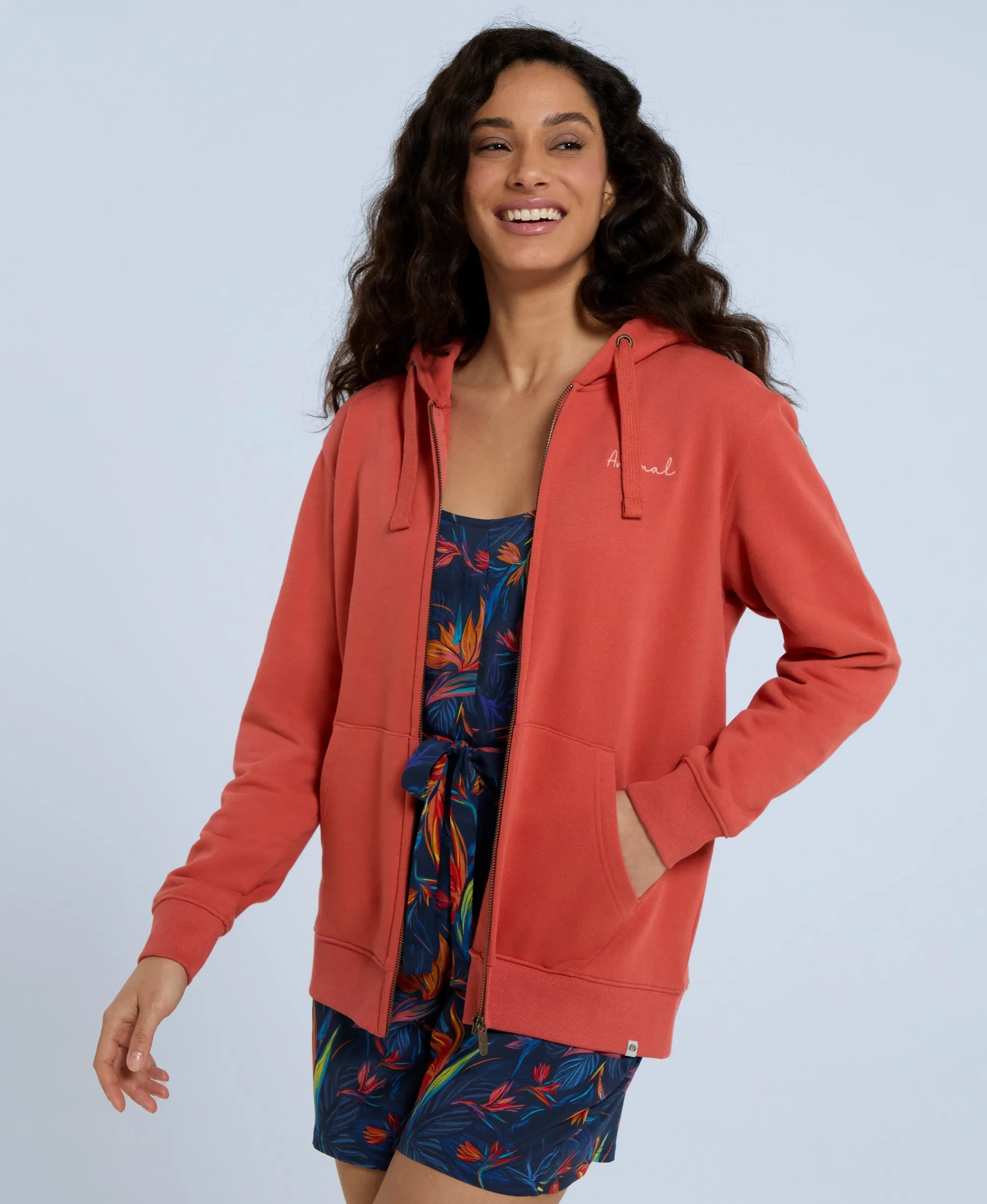 Maya Womens Full-Zip Hoodie - Burnt Orange