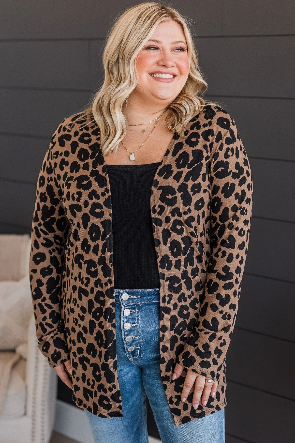 Memorable Love Leopard Print Cardigan- Brown