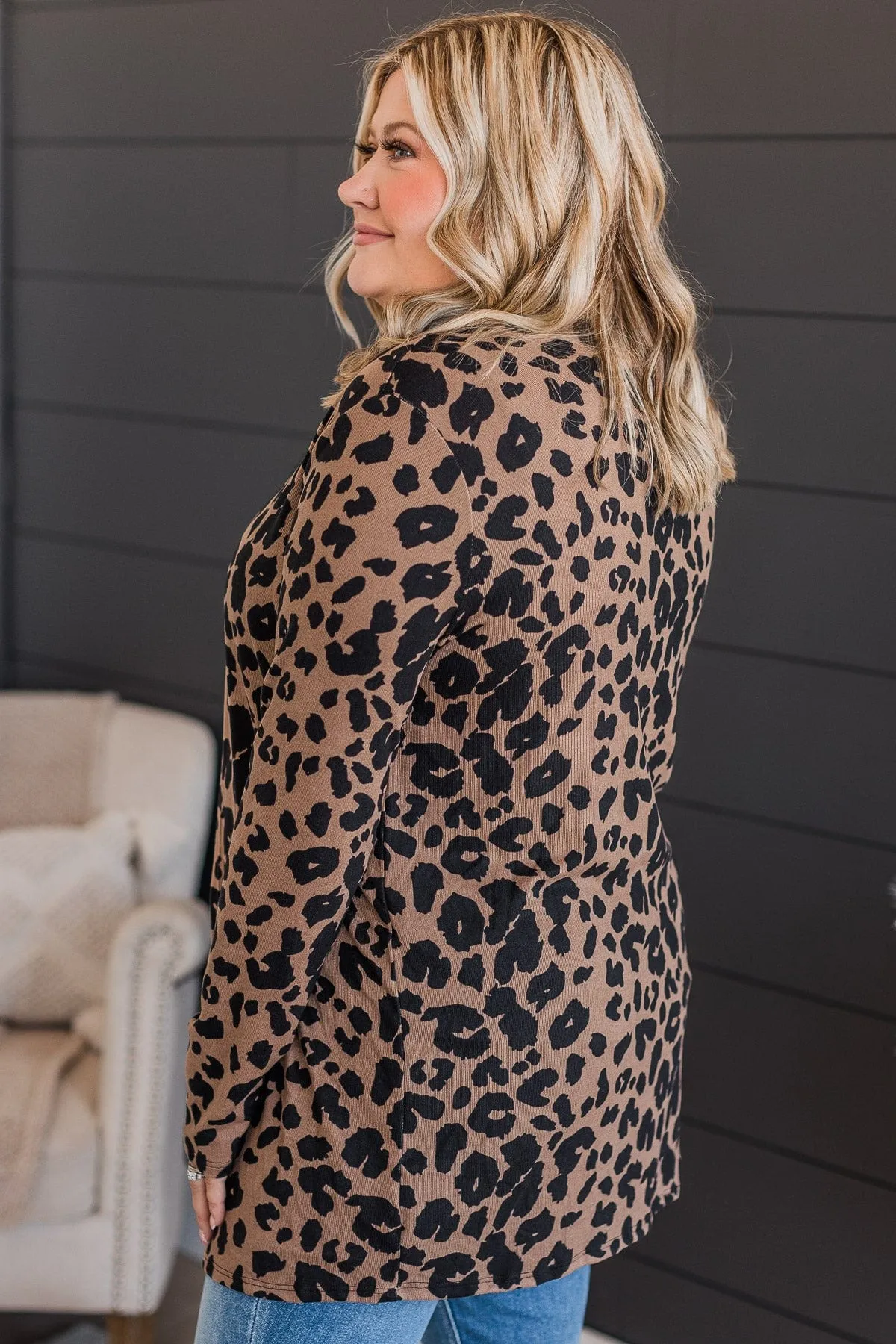 Memorable Love Leopard Print Cardigan- Brown