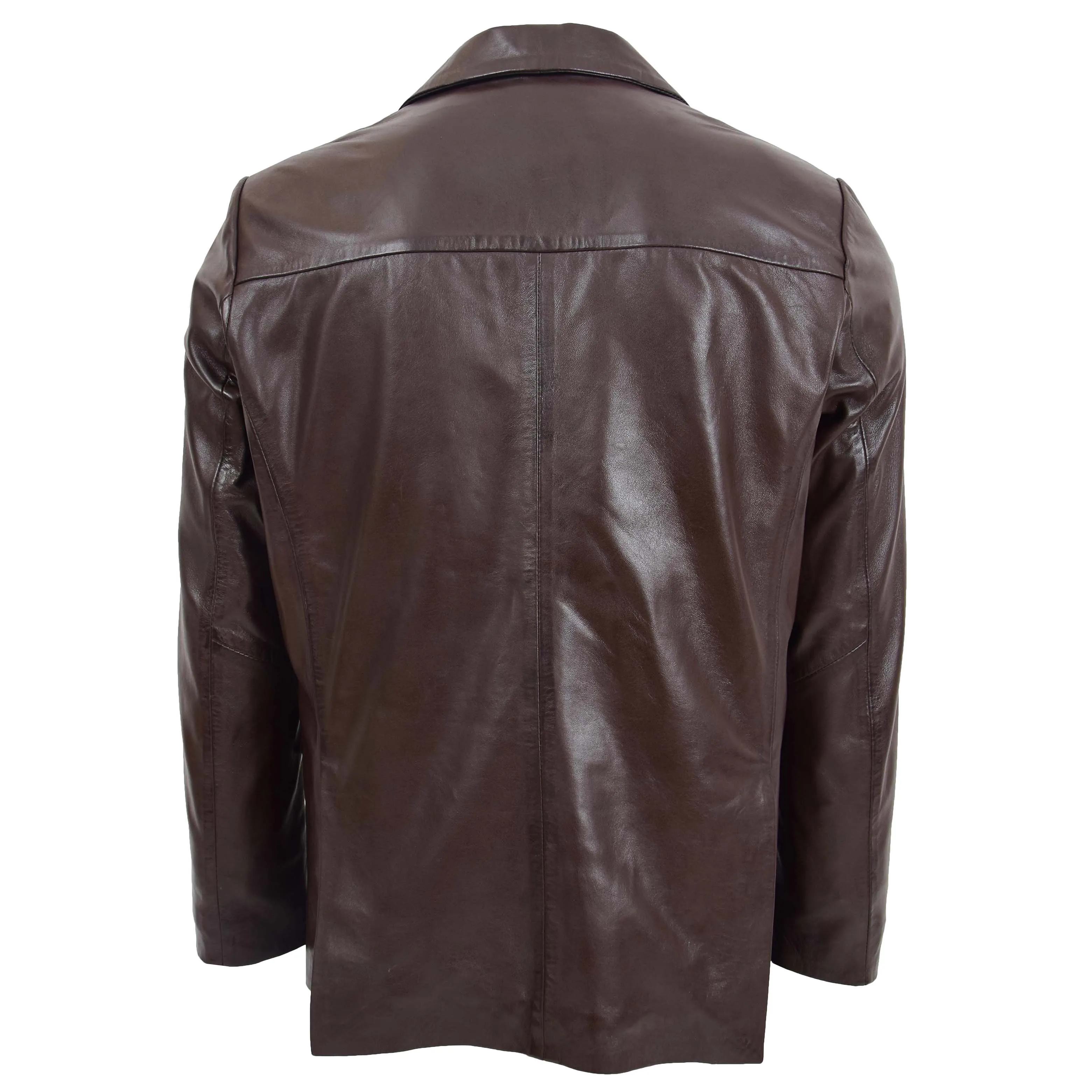 Mens Leather Blazer Two Button Jacket Zavi Brown