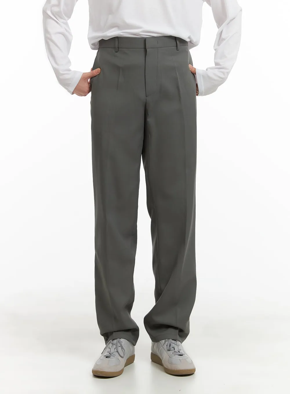 Men's Solid Straight Fit Trousers IA402