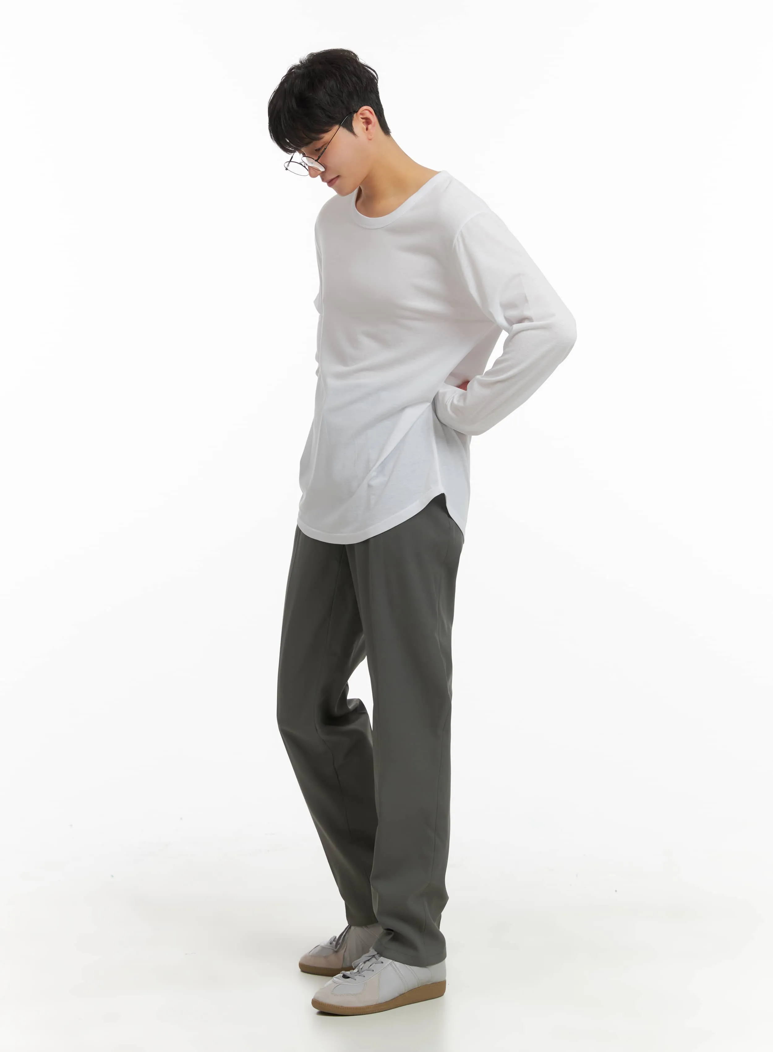 Men's Solid Straight Fit Trousers IA402