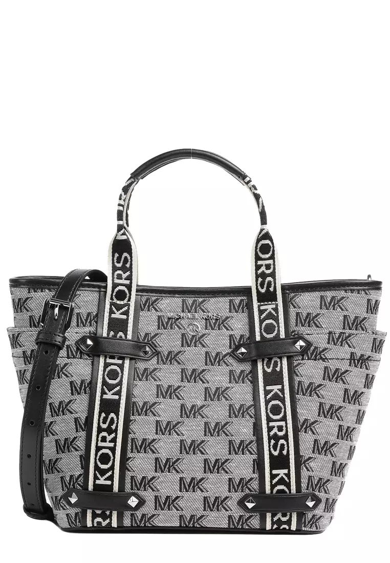 MICHAEL KORS Michael Kors Maeve Logo Small Convertible Tote Bag in Black/ Light Cream 30S3S5VT1J