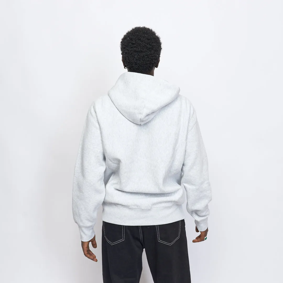 Milk - Basic Embroidered Small Logo Hoodie (Heather Grey/Pink)