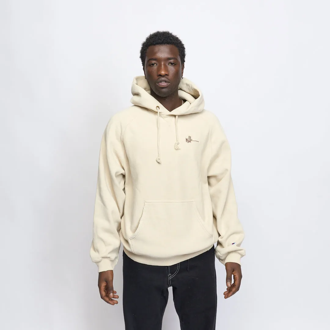 Milk - Basic Embroidered Small Logo Raglan Hoodie (Beige/Brown)