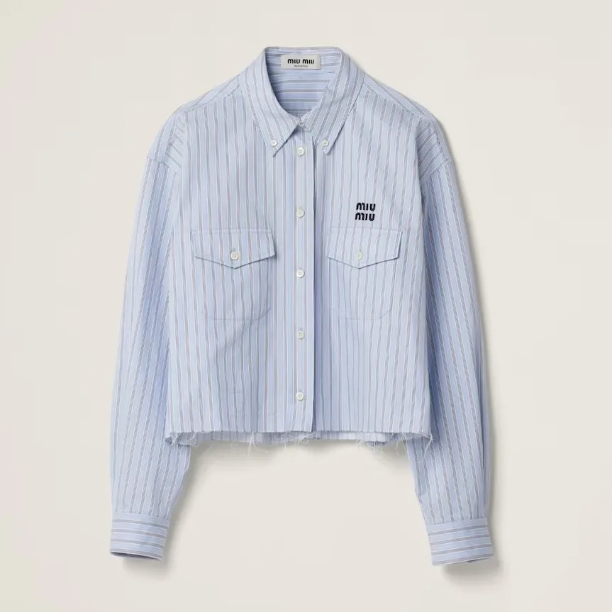 MiuMiu  |Stripes Casual Style Long Sleeves Cotton Elegant Style