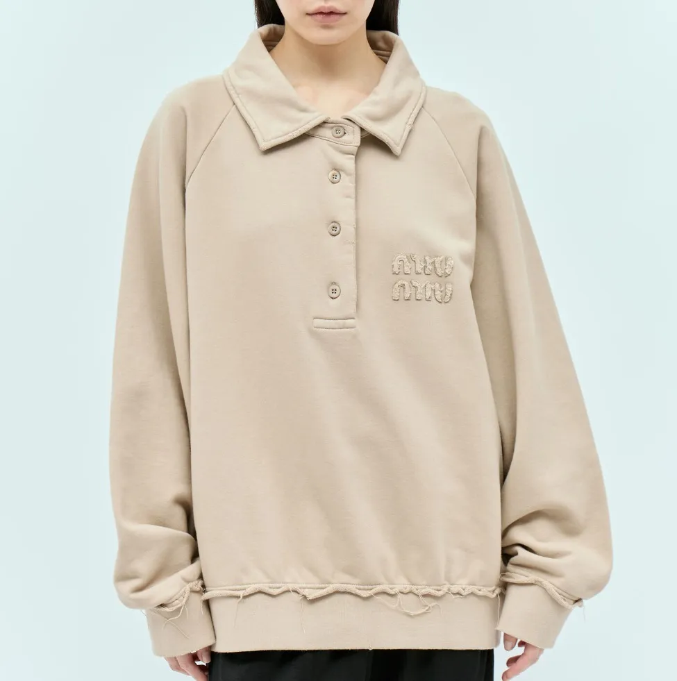 MiuMiu  |Unisex Rib Street Style Long Sleeves Plain Cotton Oversized