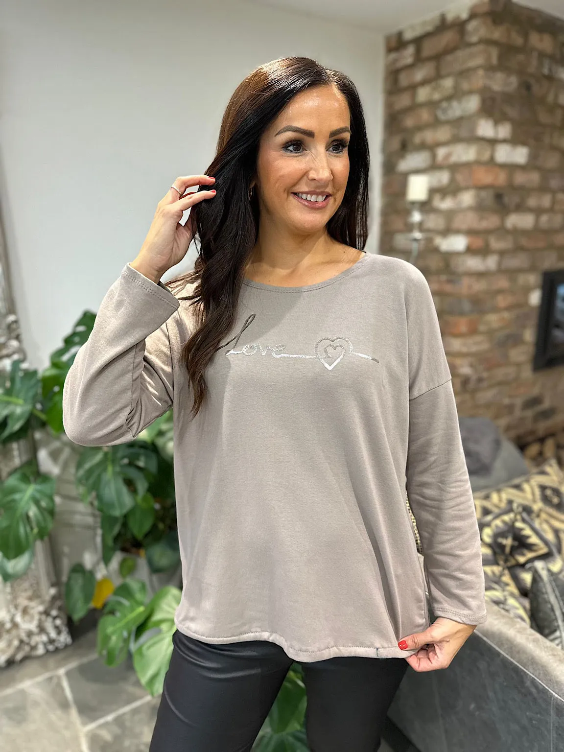 Mocha Metallic Love Top Maura