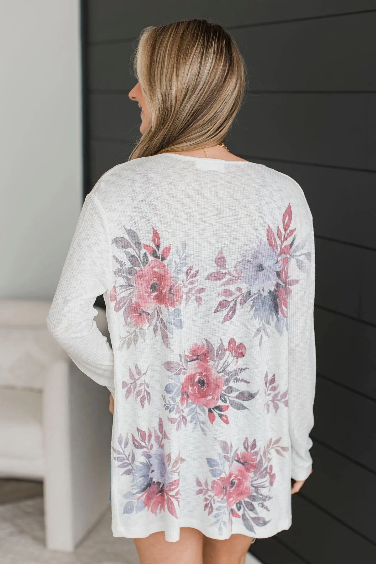 Moments Of Perfection Floral Cardigan- Ivory