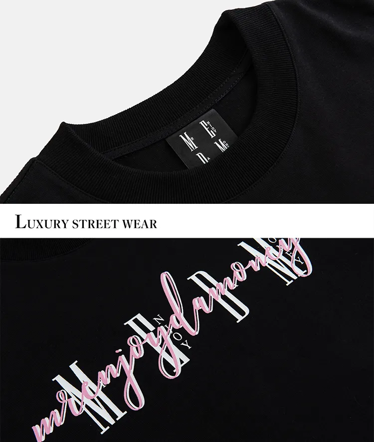 MR. ENJOY DA MONEY  |Crew Neck Unisex Street Style Long Sleeves Plain Cotton