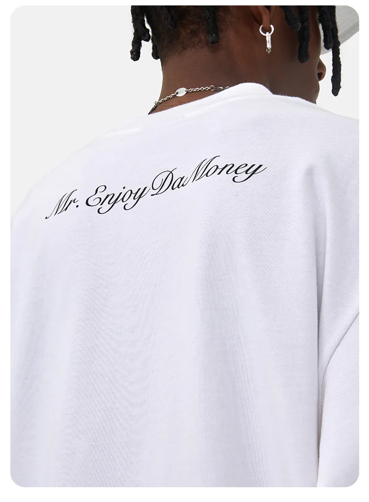 MR. ENJOY DA MONEY  |Crew Neck Unisex Street Style Long Sleeves Plain Cotton