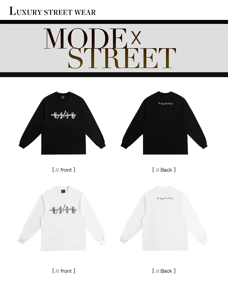 MR. ENJOY DA MONEY  |Crew Neck Unisex Street Style Long Sleeves Plain Cotton