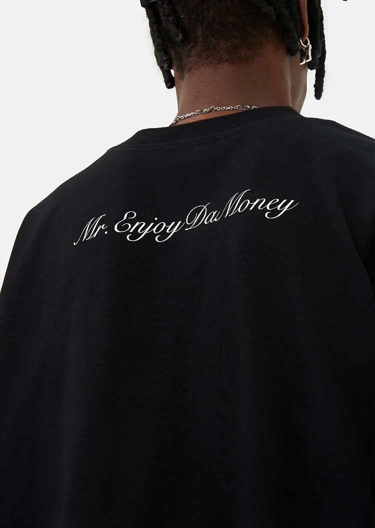 MR. ENJOY DA MONEY  |Crew Neck Unisex Street Style Long Sleeves Plain Cotton