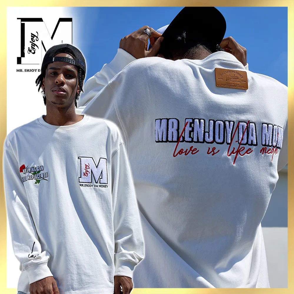 MR. ENJOY DA MONEY  |Unisex Blended Fabrics Street Style Long Sleeves Cotton