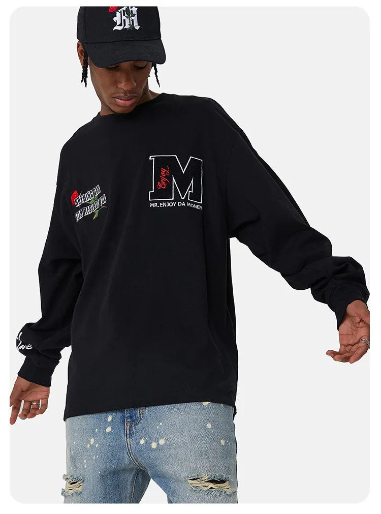 MR. ENJOY DA MONEY  |Unisex Blended Fabrics Street Style Long Sleeves Cotton