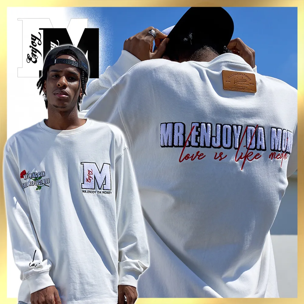 MR. ENJOY DA MONEY  |Unisex Blended Fabrics Street Style Long Sleeves Cotton