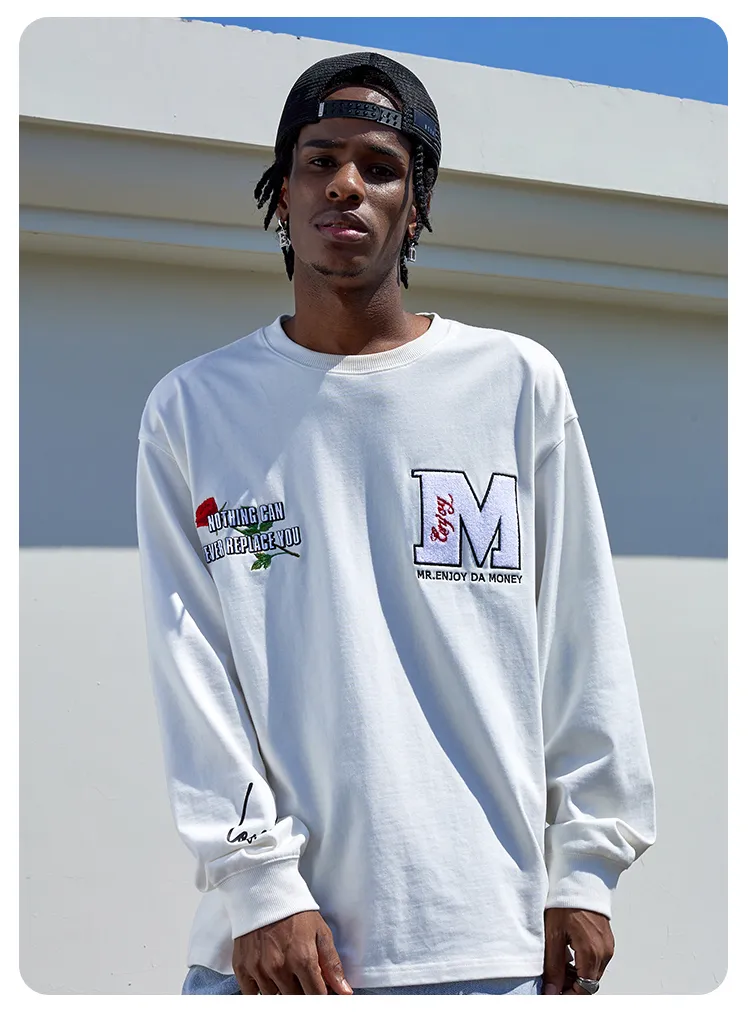 MR. ENJOY DA MONEY  |Unisex Blended Fabrics Street Style Long Sleeves Cotton