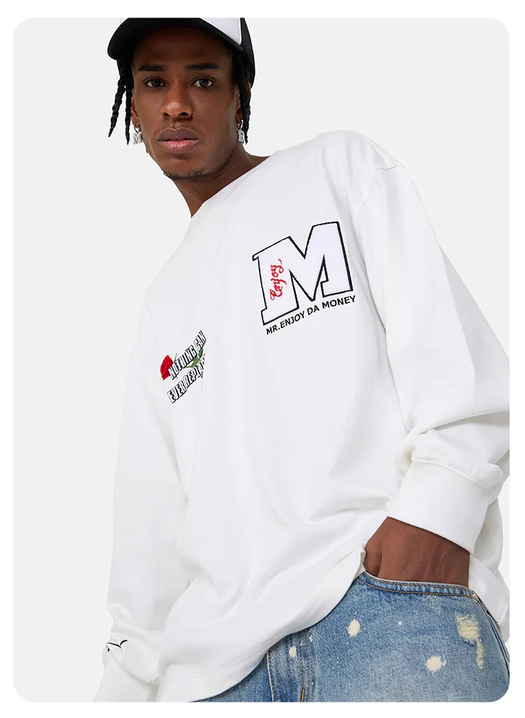 MR. ENJOY DA MONEY  |Unisex Blended Fabrics Street Style Long Sleeves Cotton