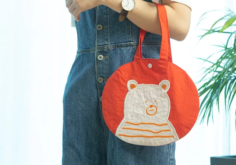 Navy Orange Circle Bag Womens Totes Handbags Purses Fabric Cute Girls Artists Design Female Casual Light Gifts Foldable Bookbags