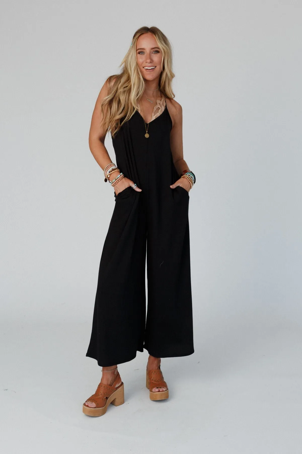 Oasis Wide Leg Jumpsuit - Black