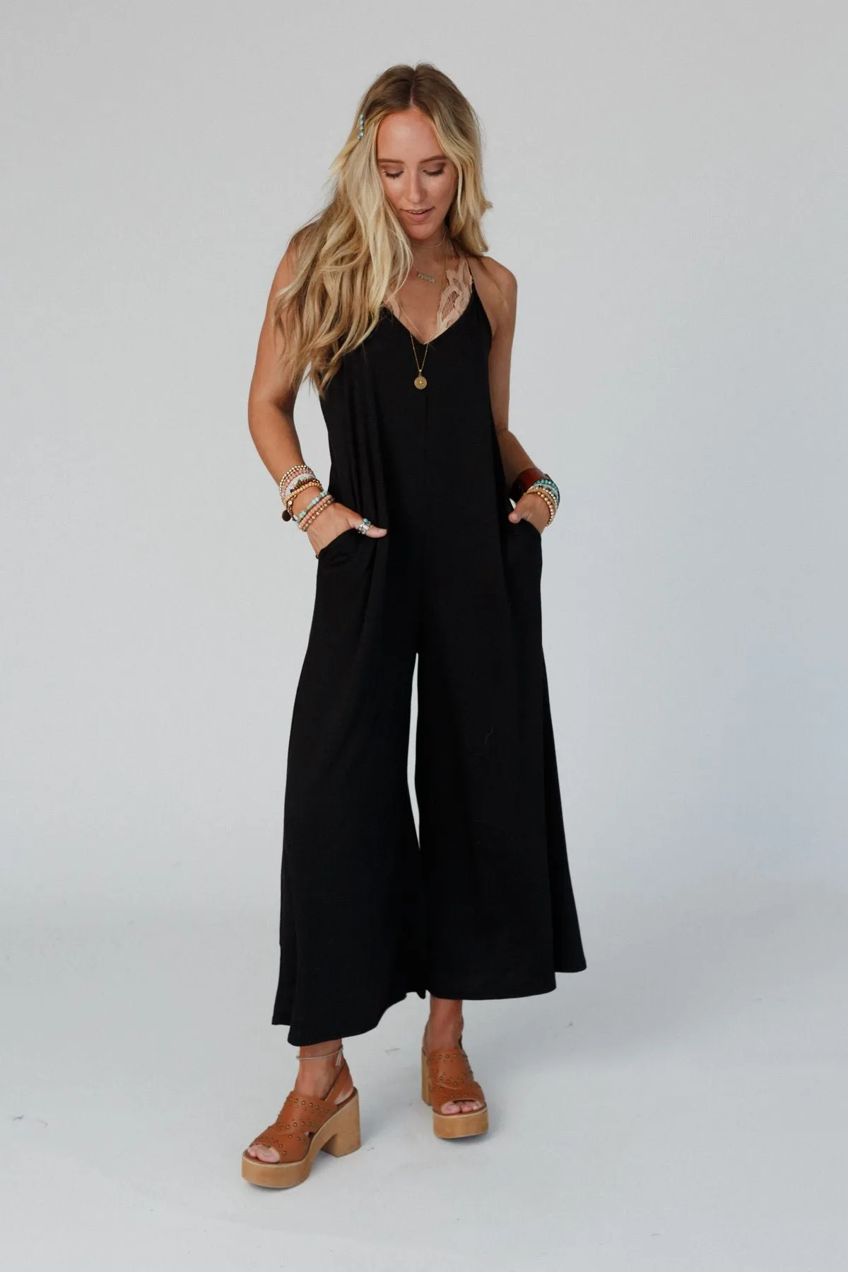 Oasis Wide Leg Jumpsuit - Black