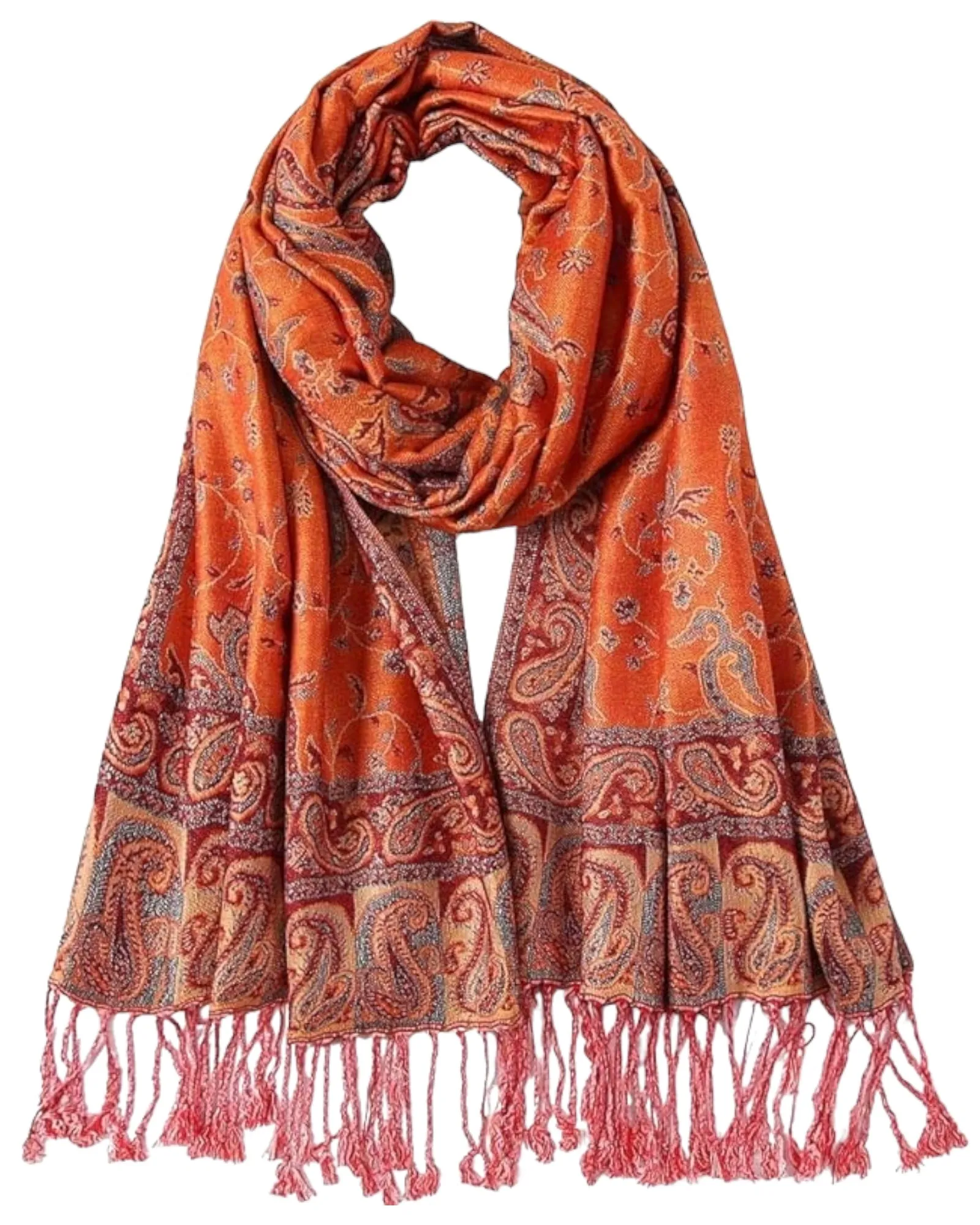 Orange Reversible Paisley Rave Pashmina