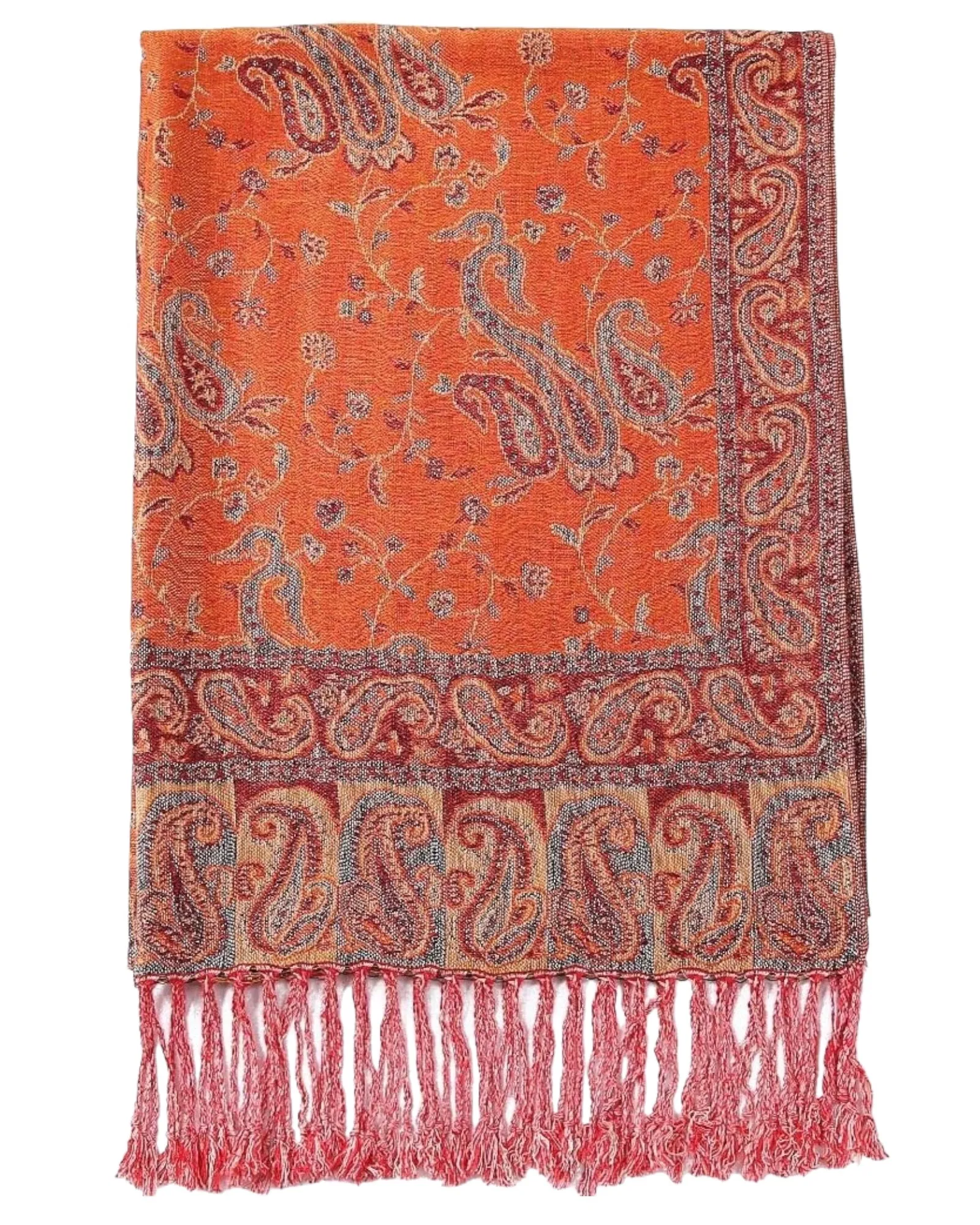 Orange Reversible Paisley Rave Pashmina