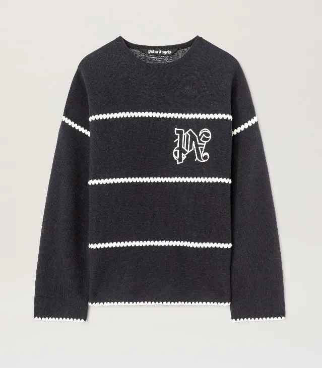 Palm Angels  |Crew Neck Pullovers Stripes Wool Street Style Long Sleeves