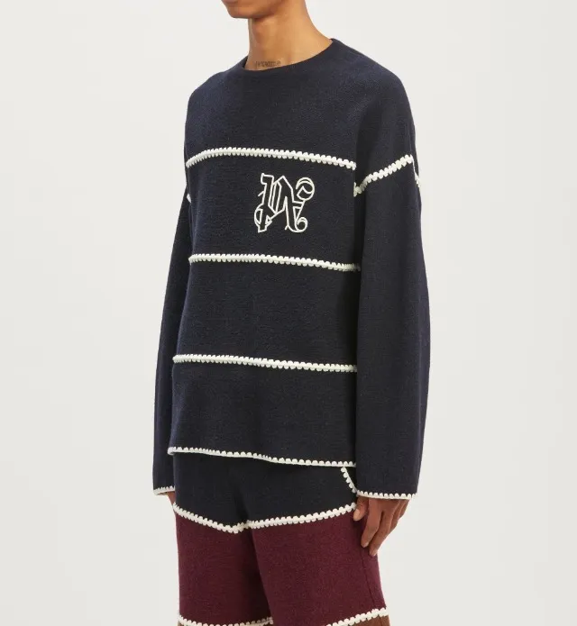 Palm Angels  |Crew Neck Pullovers Stripes Wool Street Style Long Sleeves