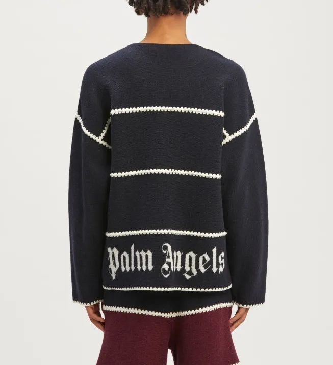 Palm Angels  |Crew Neck Pullovers Stripes Wool Street Style Long Sleeves